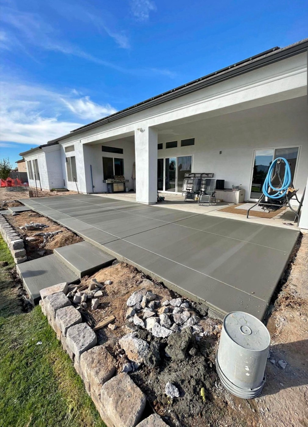 Fresh concrete patio slab