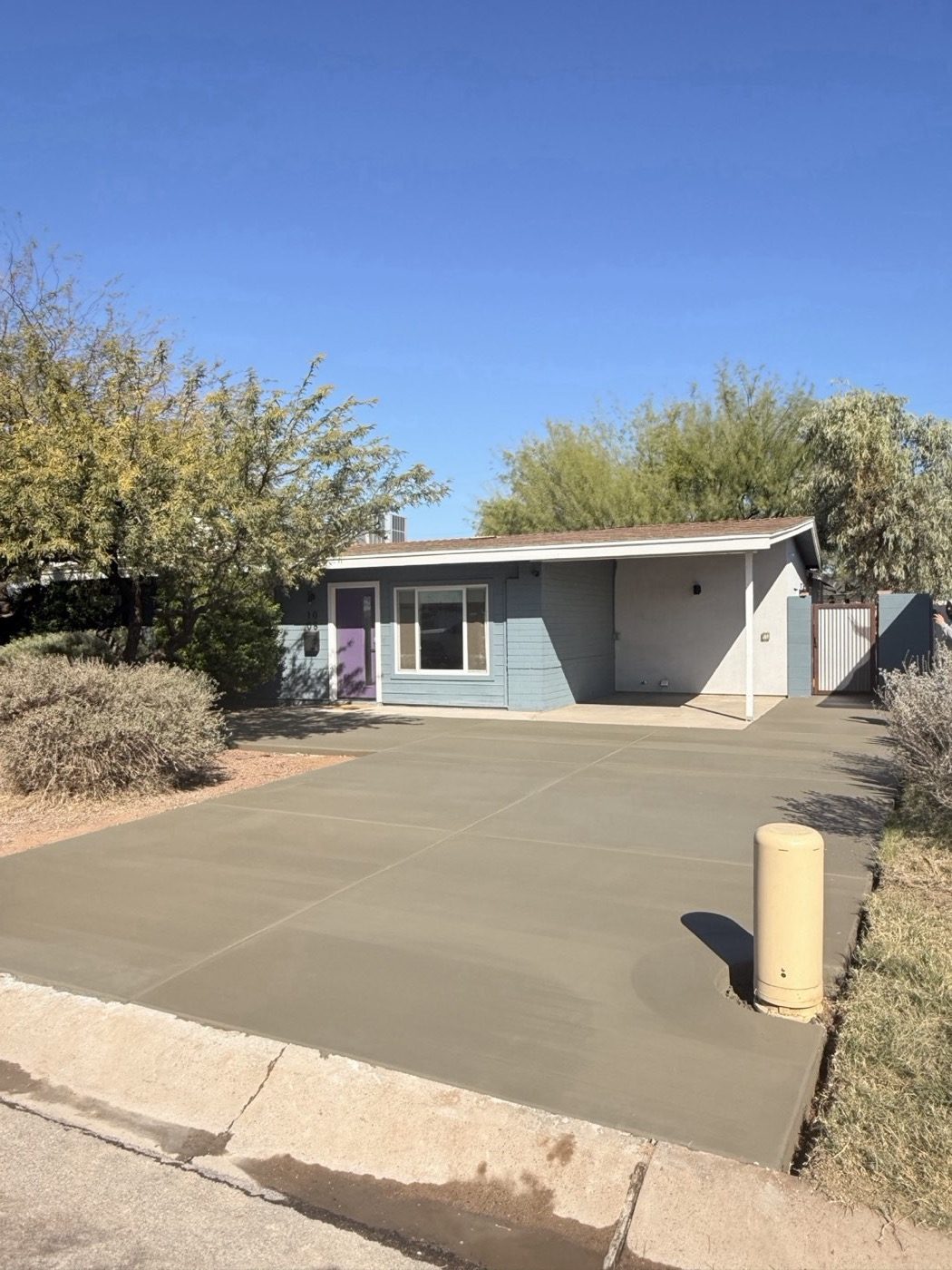 Fresh concrete driveway install
