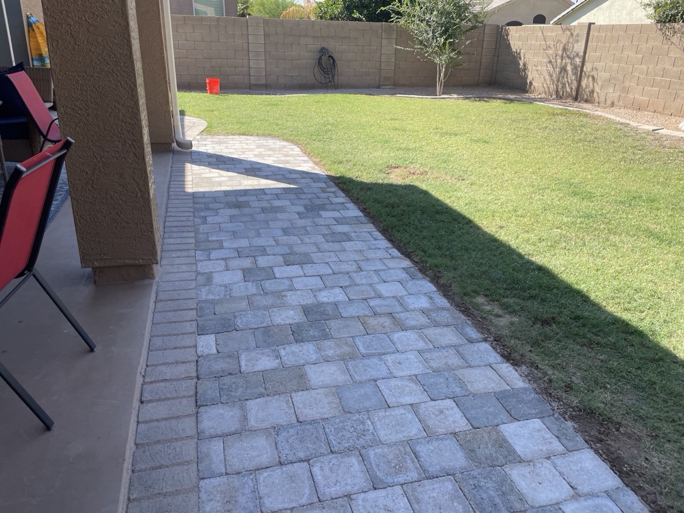 Backyard paver walkway